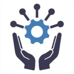 project management and management icon concept in blue filled color vector